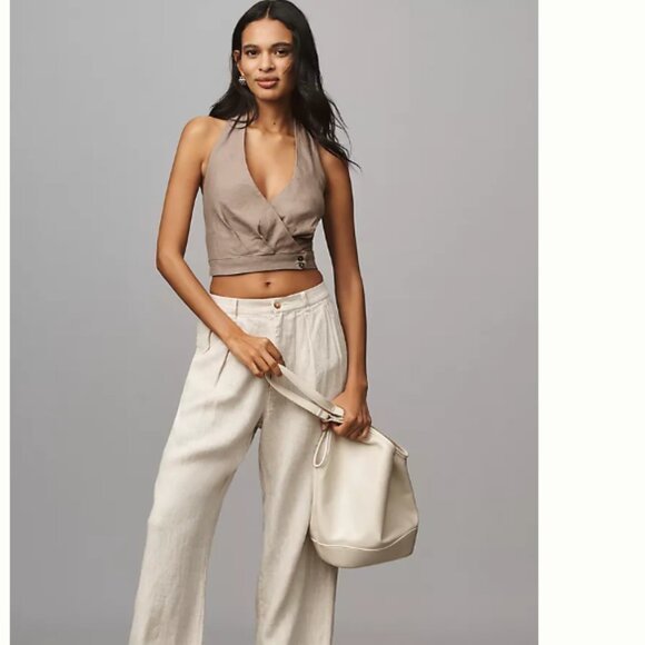 Brand New Maeve Linen Wrap Halter Top - Picture 4 of 8